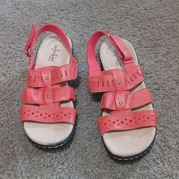 Collection by Clarks Lexi Qwin Coral Leather Sandals Women’s Size 8N NWT - Picture 2 of 8